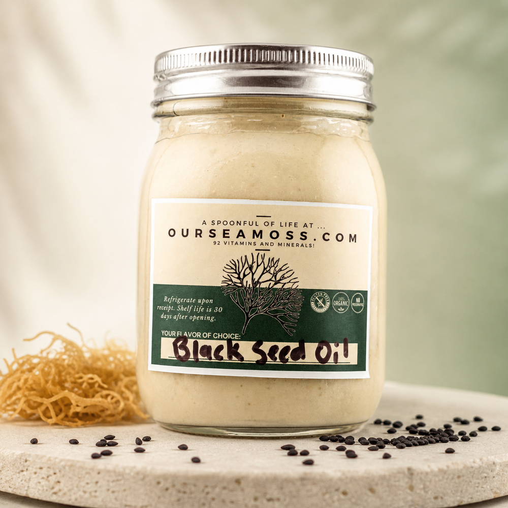 OurSeamoss Black Seed Oil Sea Moss Gel two-jar routine